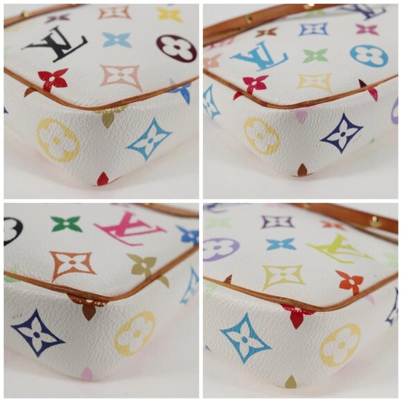 LOUIS VUITTON Multicolor Pochette Accessoires Pouch White M92649 LV Auth 131817V - Picture 14 of 16